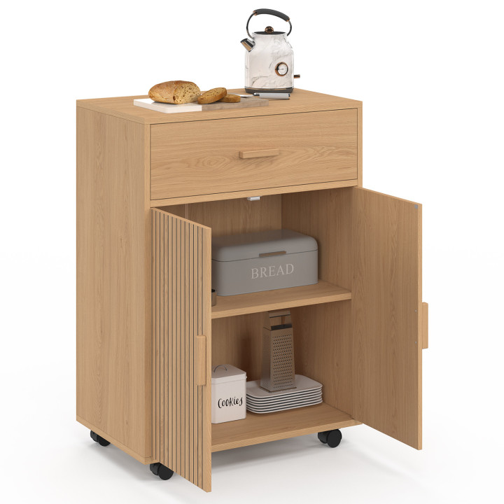 JULIETTE keuken dressoir kast met houten latten effect lade L.60 cm