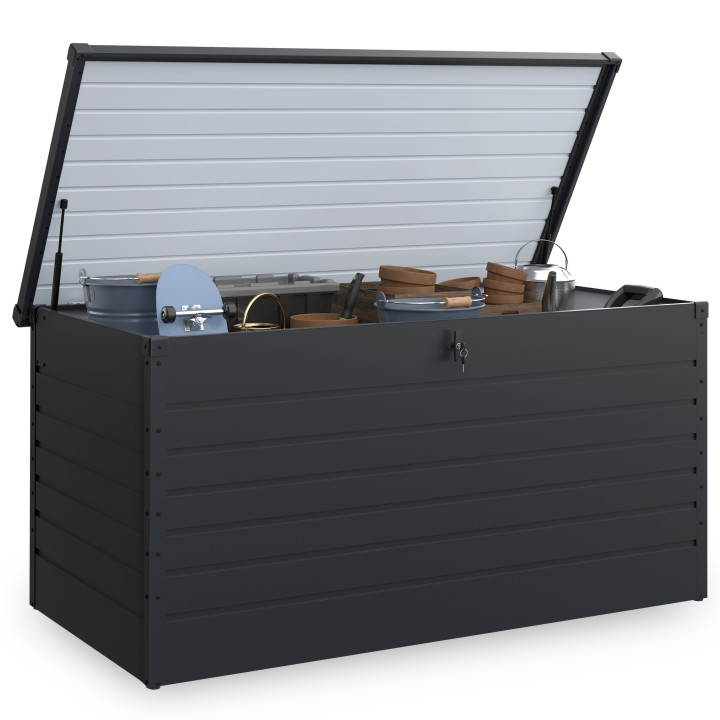 Caja metálica con cerradura gris antracita para jardín 1250L 175x95x90 cm
