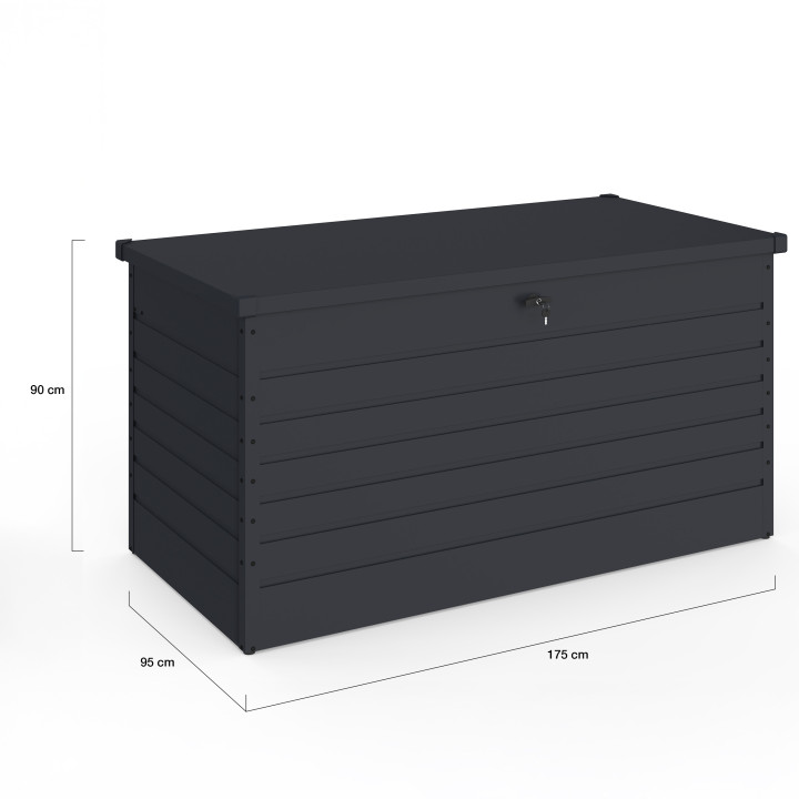 Antracietgrijze afsluitbare metalen opbergbox voor tuin 1250L 175x95x90 cm