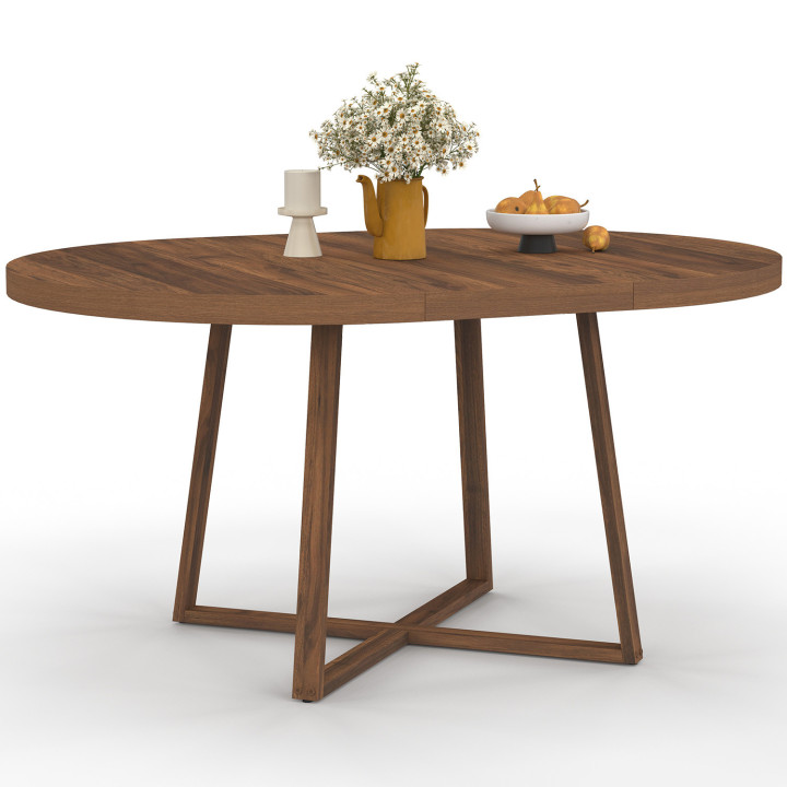 SELMA tavolo da pranzo rotondo allungabile 4-8 persone noce 110-150 cm