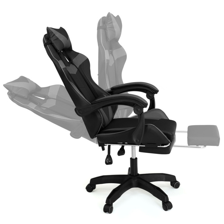 Silla gaming barata con cojines negros y grises - ALEX | ID Market