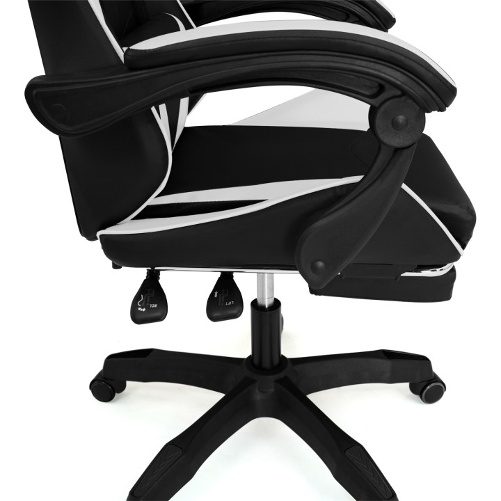 Silla gaming barata con cojines blancos y negros - ALEX | ID Market