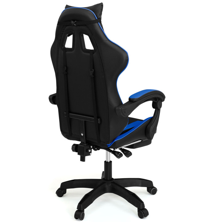 Silla gaming barata con cojines negros y azules - ALEX | ID Market