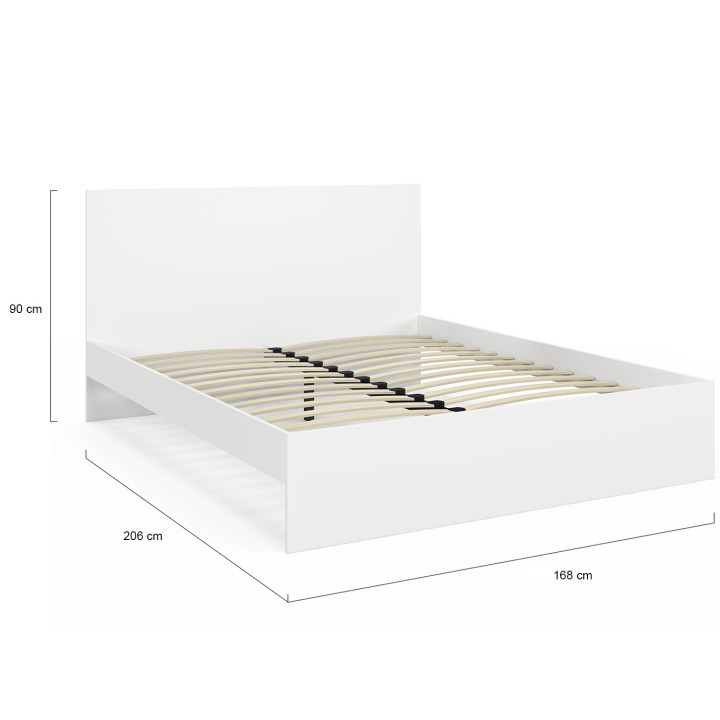 Tweepersoonsbed met hoofdbord en boxspring 160 x 200 cm wit - OMAHA | IdMarket