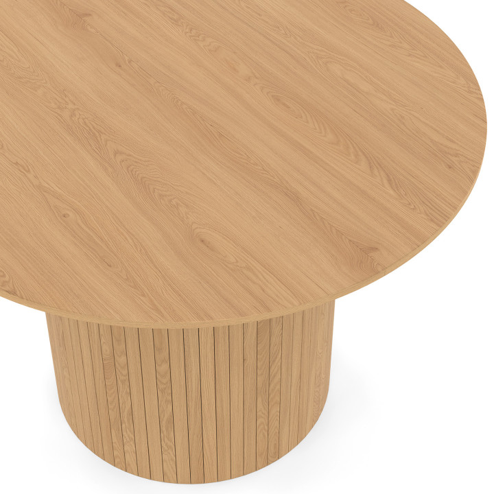JULIETTE 6-persoons ronde eettafel met centrale poot met latteneffect 110 cm