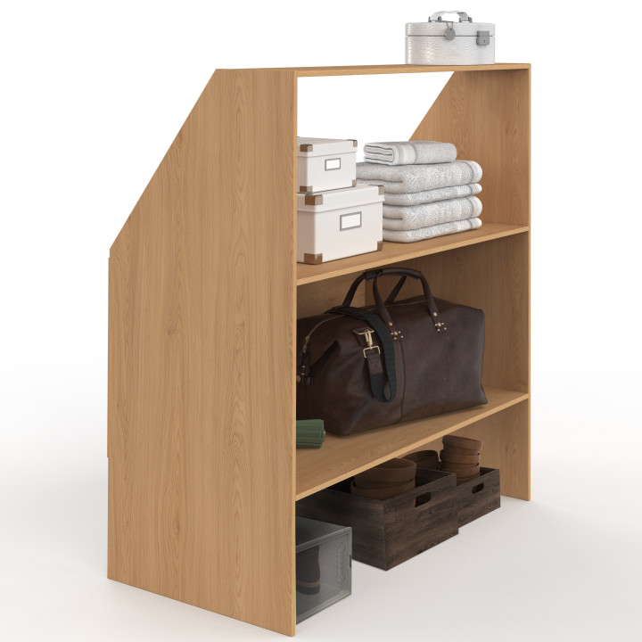 TOMI Scaffale sottopiano a 2 livelli 100 x 50 x 70/110 cm in legno di faggio