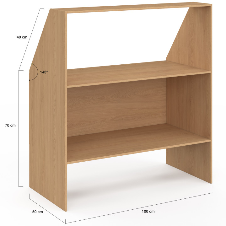 TOMI Scaffale sottopiano a 2 livelli 100 x 50 x 70/110 cm in legno di faggio