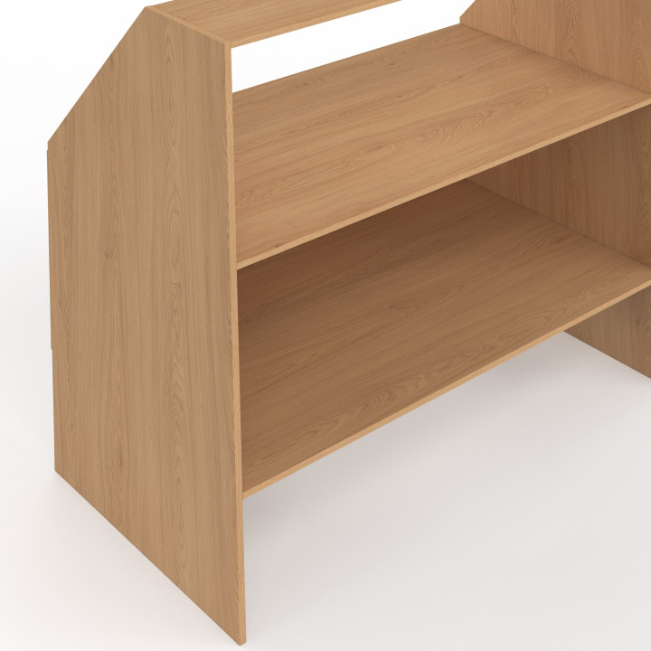TOMI Scaffale sottopiano a 2 livelli 100 x 50 x 70/110 cm in legno di faggio