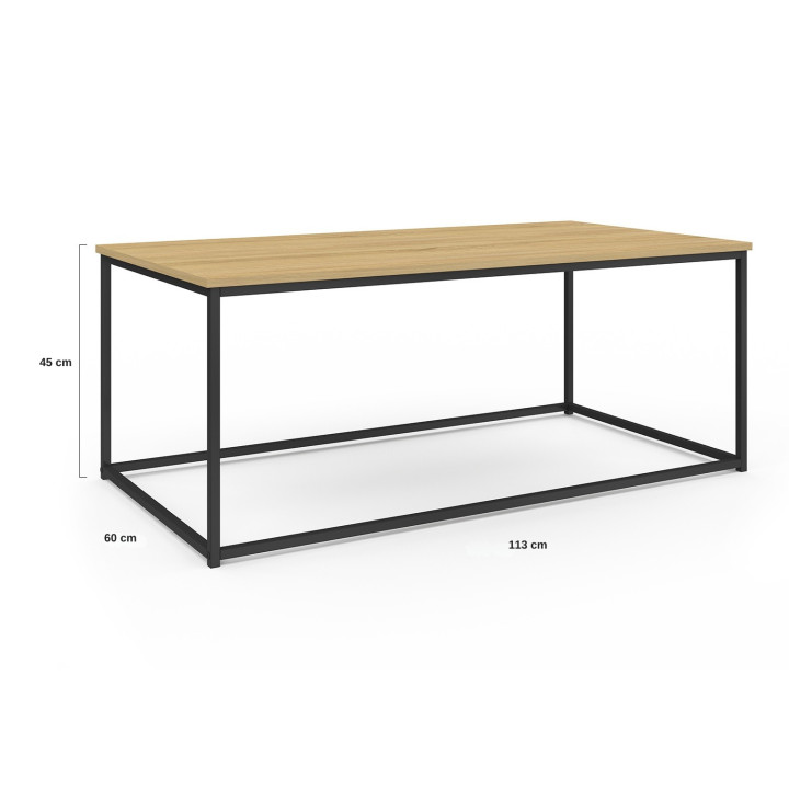 Industriële salontafel DETROIT van hout en metaal | ID Market