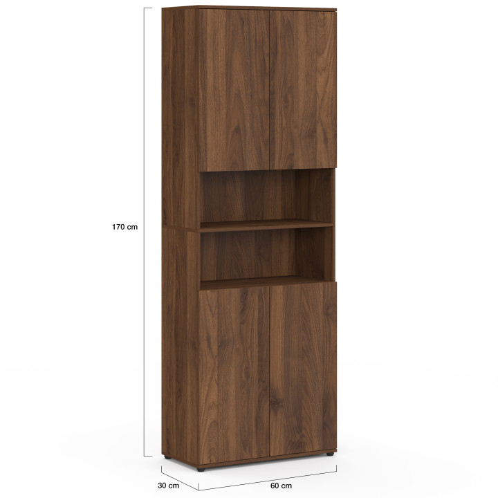 Mobile bagno TOMI a 4 ante e 2 nicchie effetto noce