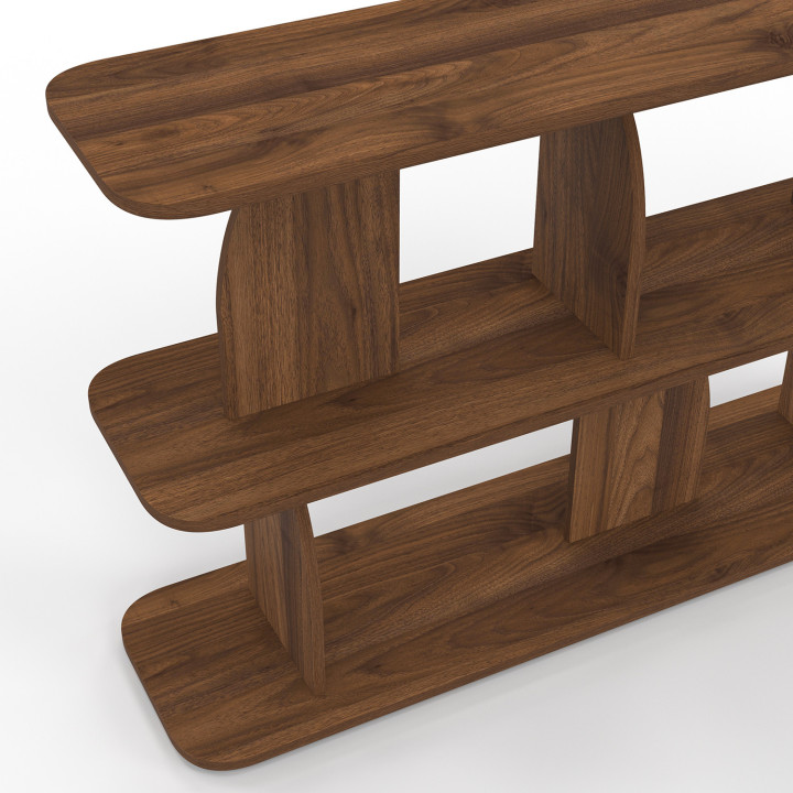 Asymmetrische EDITH japandi kast met 2 niveaus in notendecor