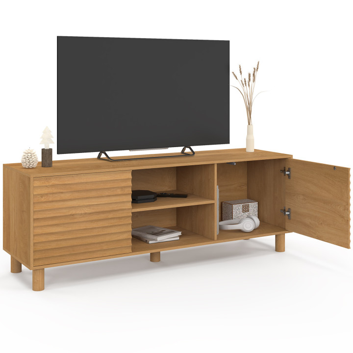 TV-meubel JULIE 140 cm met 2 eikenhouten lattenbodems