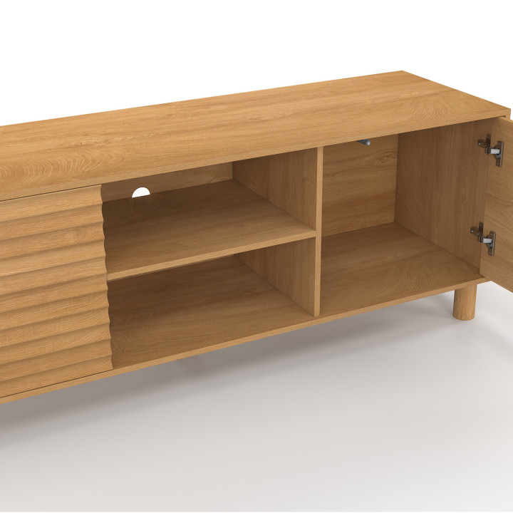 Mobile TV JULIE 140 cm con 2 ante a doghe color rovere