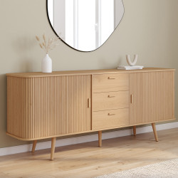 ROMIE XXL 200 cm dressoir met latteneffect, 2 schuifdeuren en 3 laden