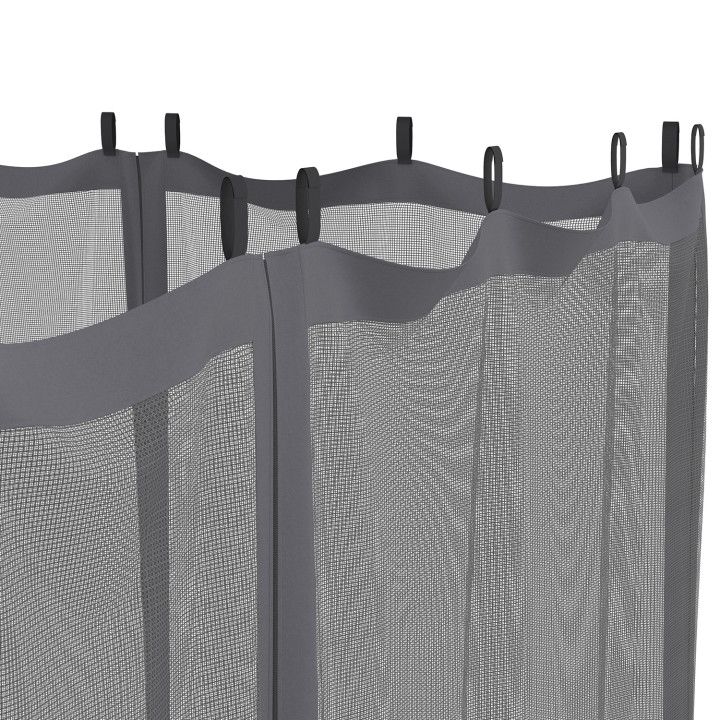 Lote de 4 mosquiteras 3x4 grises con cremallera para pérgola + ganchos