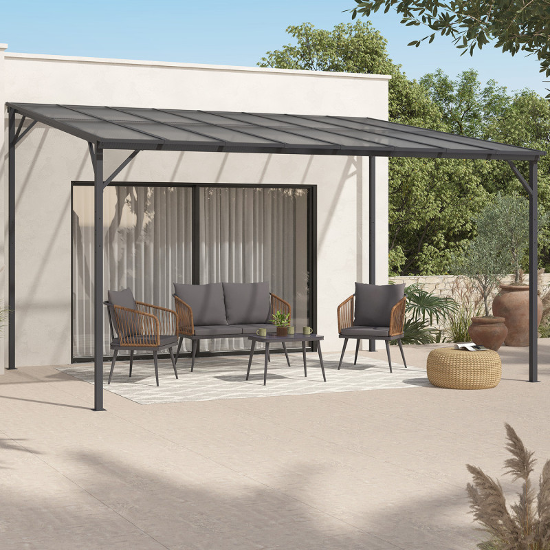 Pérgola rígida de policarbonato 3x4 m gris antracita