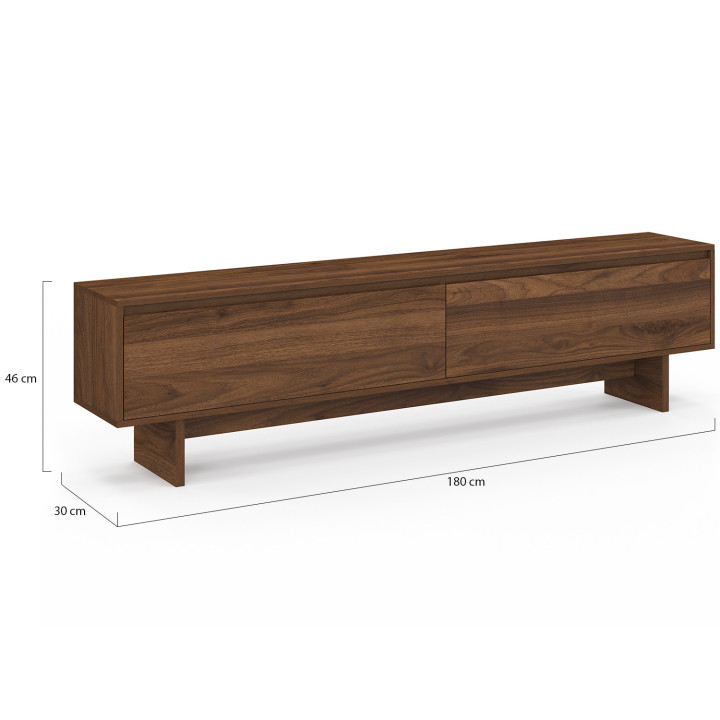TV-Möbel 180 cm YURI 2 Türen in Nussbaum-Effekt