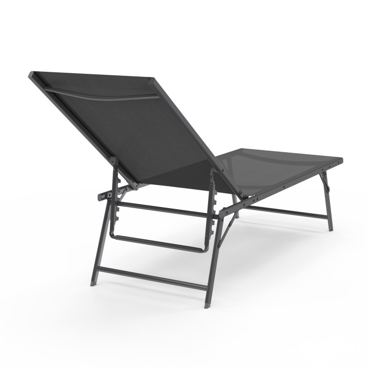 Set van 2 antracietgrijze stalen tuinstoelen met grijs canvas - KAILUA | ID Market