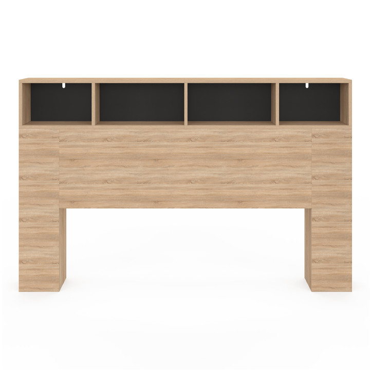 Cabecero de haya con almacenaje negro 165 cm - CLEO | ID Market