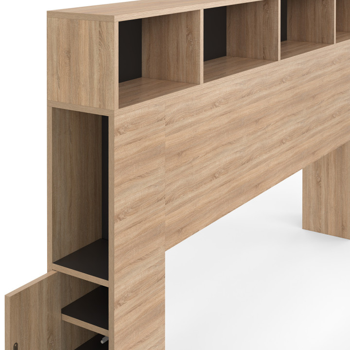 Zwart met hout hoofdbord met opbergruimte 165 cm | ID Market