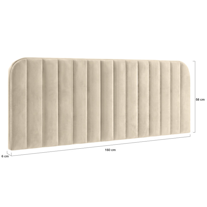 Testiera sospesa 160 cm in velluto beige - ALBA | IDMarket