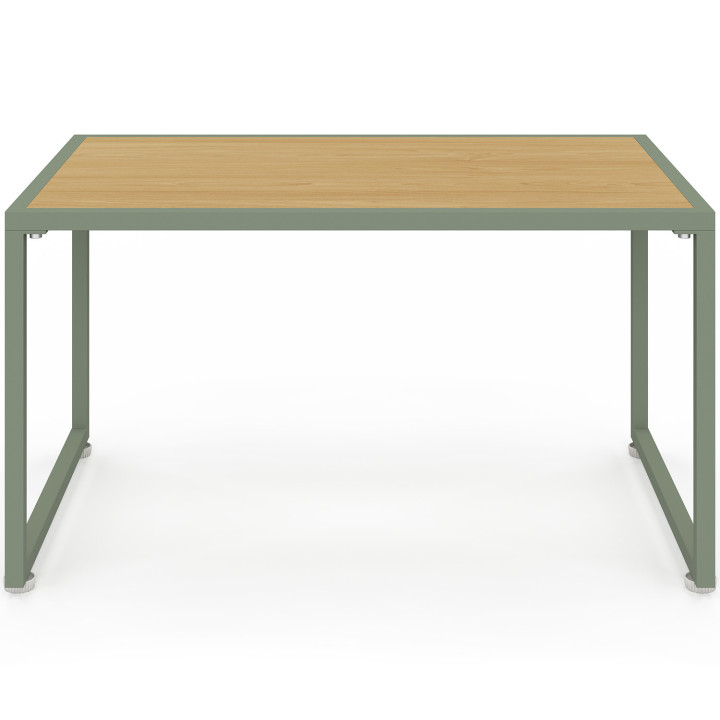 4-zits lage tuinset RIO met groen metalen frame, licht rotan effect koord en beige kussens