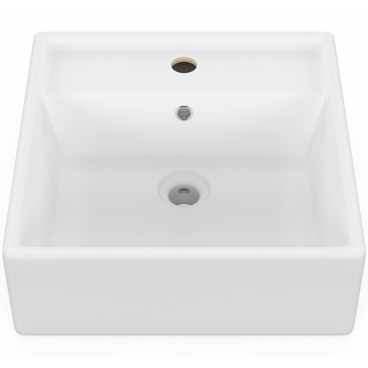 Lavabo quadrato in ceramica bianca L. 41 x L. 41 x H. 15,5 cm