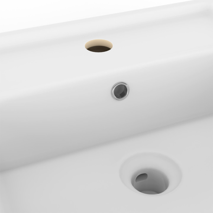 Vasque à poser carrée en céramique blanche L. 41 x l. 41 x H. 14,5 cm