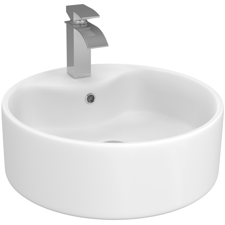 Lavabo redondo de cerámica blanca con pedestal L. 41 x A. 41 x A. 15,5 cm
