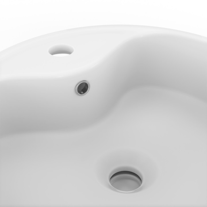 Lavabo redondo de cerámica blanca con pedestal L. 41 x A. 41 x A. 15,5 cm