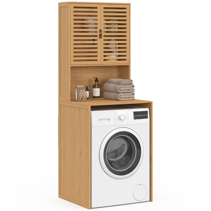 Meuble dessus de machine à laver bambou BEA avec placard
