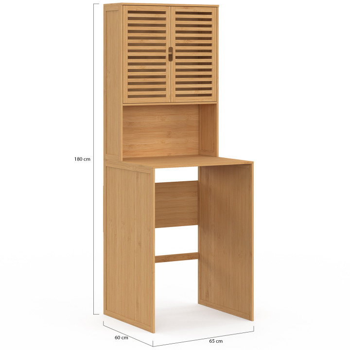 Meuble dessus de machine à laver bambou BEA avec placard