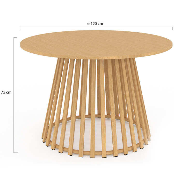 Runder Garten-Esstisch SOLAL 120 cm 6 Personen mit Fuß Metall-Latten in Holzoptik