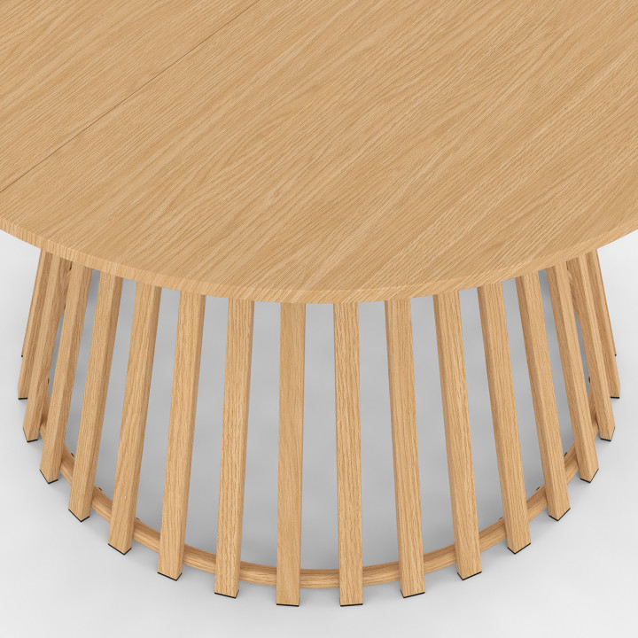 Ronde tuin-eettafel 120 cm 6-zits met metalen lattenpoten met houteffect