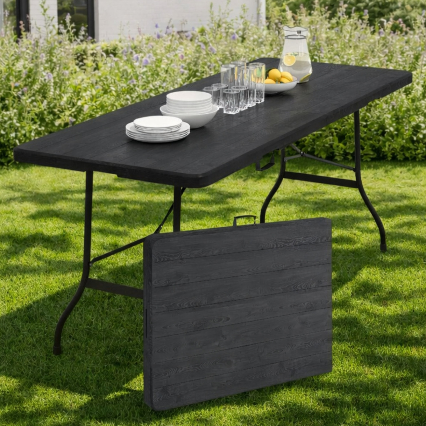 Tables Réception Pliantes Lot De 2 Tables Pliantes 180cm IDMarket - Pour Camping Et Réceptions - Blanche Tables Pliantes Camping