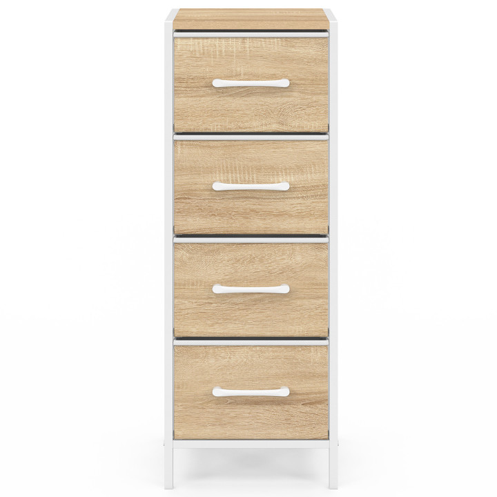 Mobile a 4 cassetti UTAH 30 cm chiffonnier, mobile contenitore dal design industriale in legno e bianco