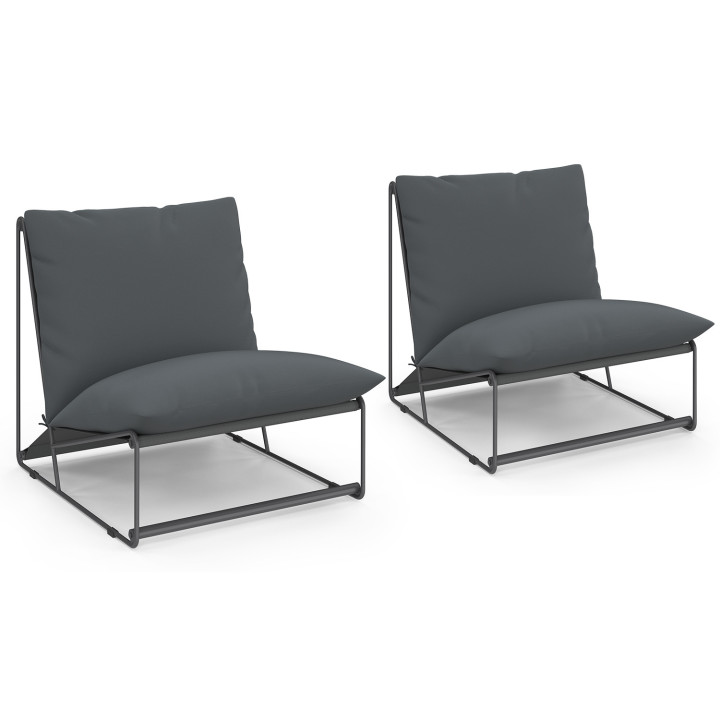 Set di 2 poltrone da giardino grigio NAPOLI con cuscini grigio antracite