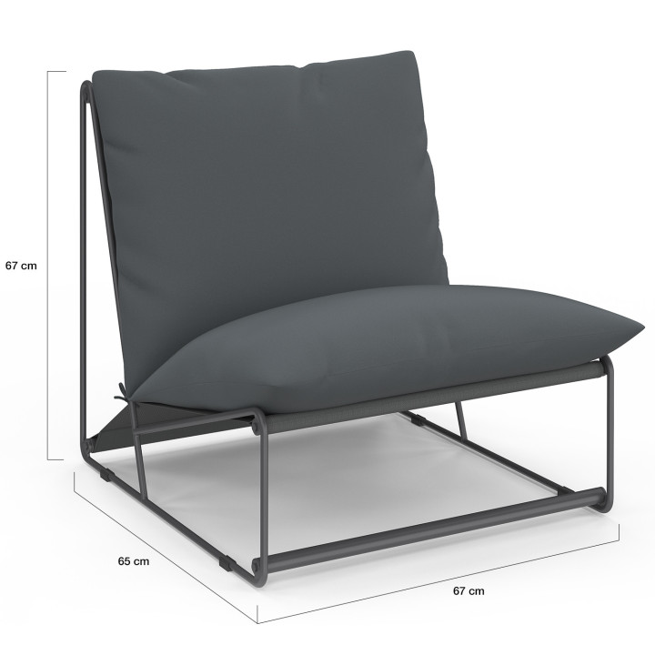 Set di 2 poltrone da giardino grigio NAPOLI con cuscini grigio antracite