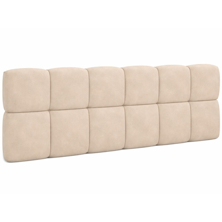 Cabecero colgante acolchado de terciopelo beige 160 cm - NUAGE | IdMarket
