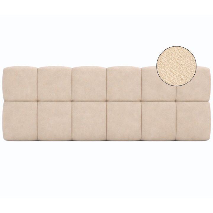 Testiera sospesa in velluto beige trapuntata 160 cm - NUAGE | IdMarket