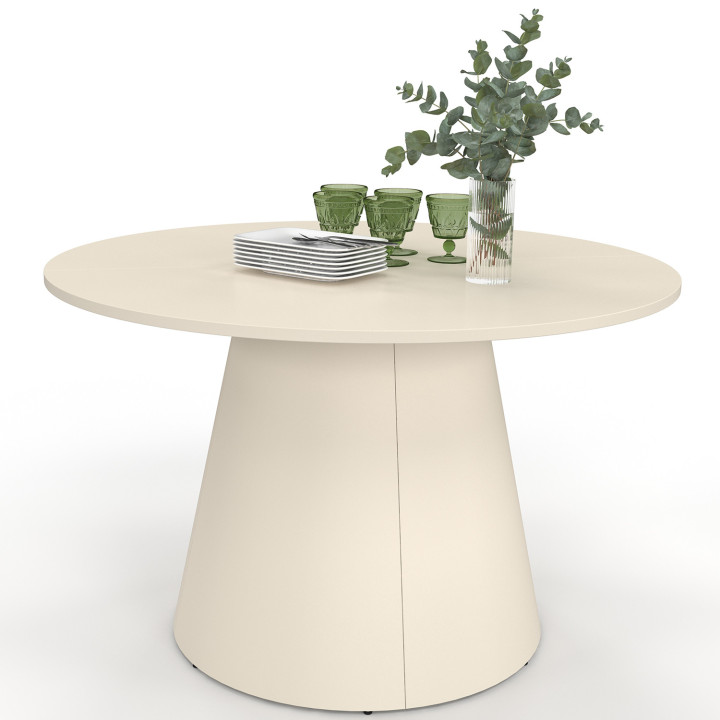 Tavolo da giardino rotondo per 6 persone AMELIA 120 CM con gamba centrale in metallo beige