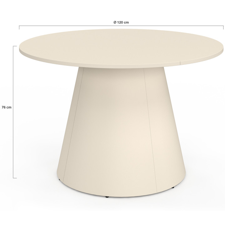 Tavolo da giardino rotondo per 6 persone AMELIA 120 CM con gamba centrale in metallo beige