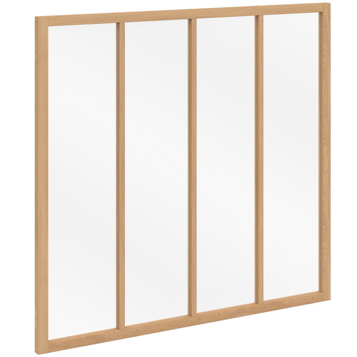Verrière atelier 4 vitrages L. 116 x H. 108 cm en bois et verre trempé