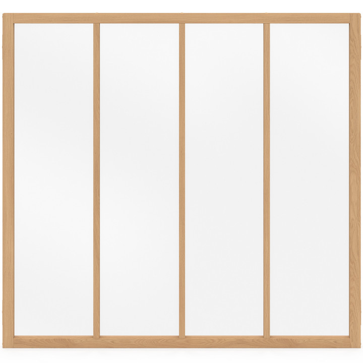 Hout en gehard glas 4-ruits glazen studiodak B. 116 x H. 108 cm