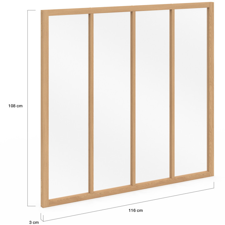 Madera y cristal templado Techo de cristal de estudio de 4 hojas An. 116 x Al. 108 cm