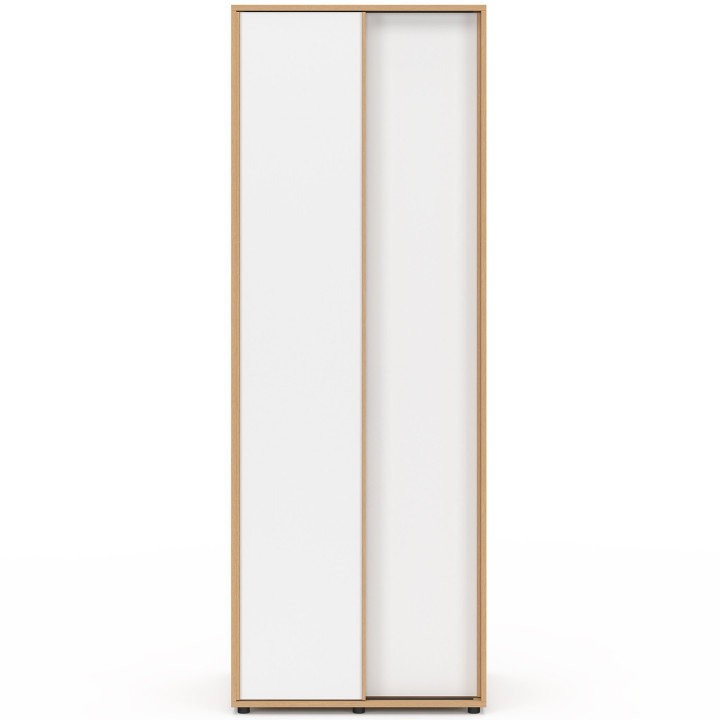 Armadio scorrevole a 2 ante SLIDEA legno e bianco 60 cm con ripiano