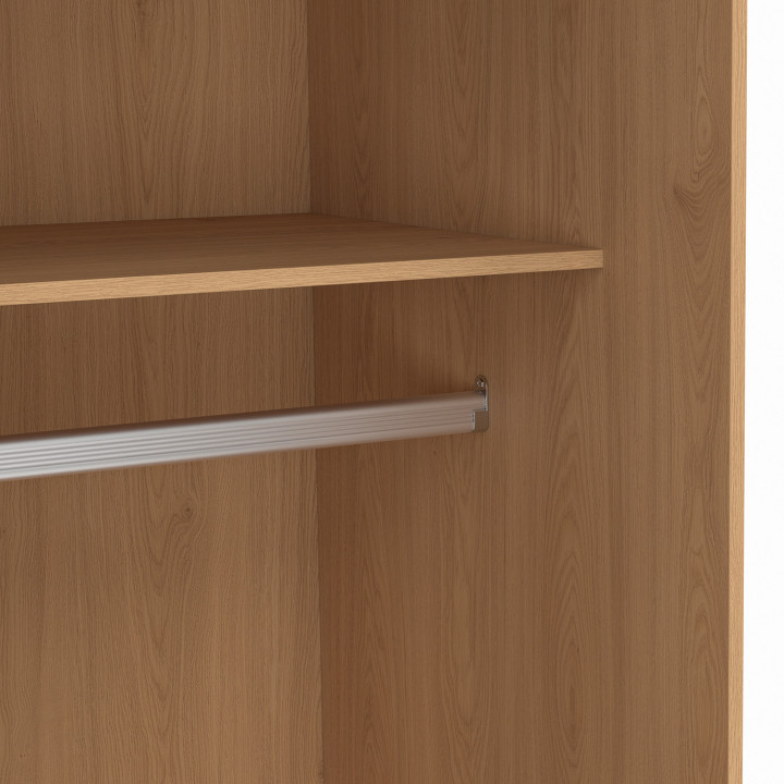 Armoire 2 portes coulissantes SLIDEA bois et blanc 60 cm penderie avec étagère