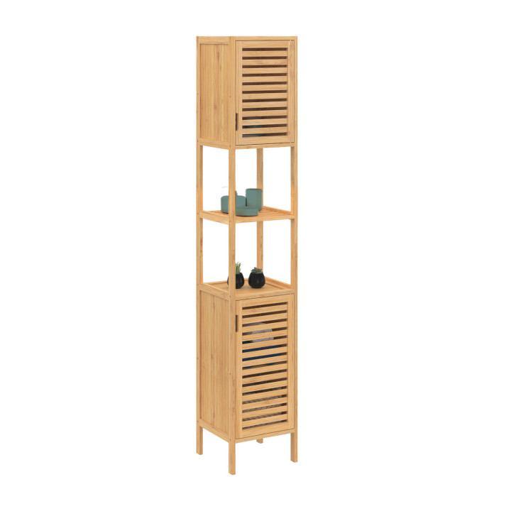 Meuble colonne salle de bain bambou BEA 2 portes