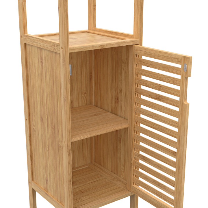 Meuble colonne salle de bain bambou BEA 2 portes
