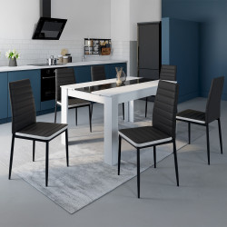 Lot de 6 chaises noires et blanches pour salle à manger - ROMANE | ID Market